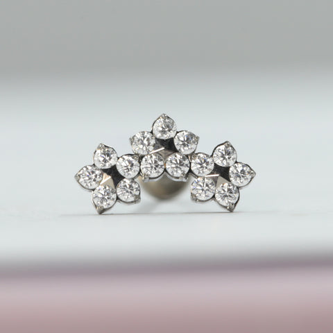 16G ASTM F136 Titanium Labret Stud Flower CZ 0145